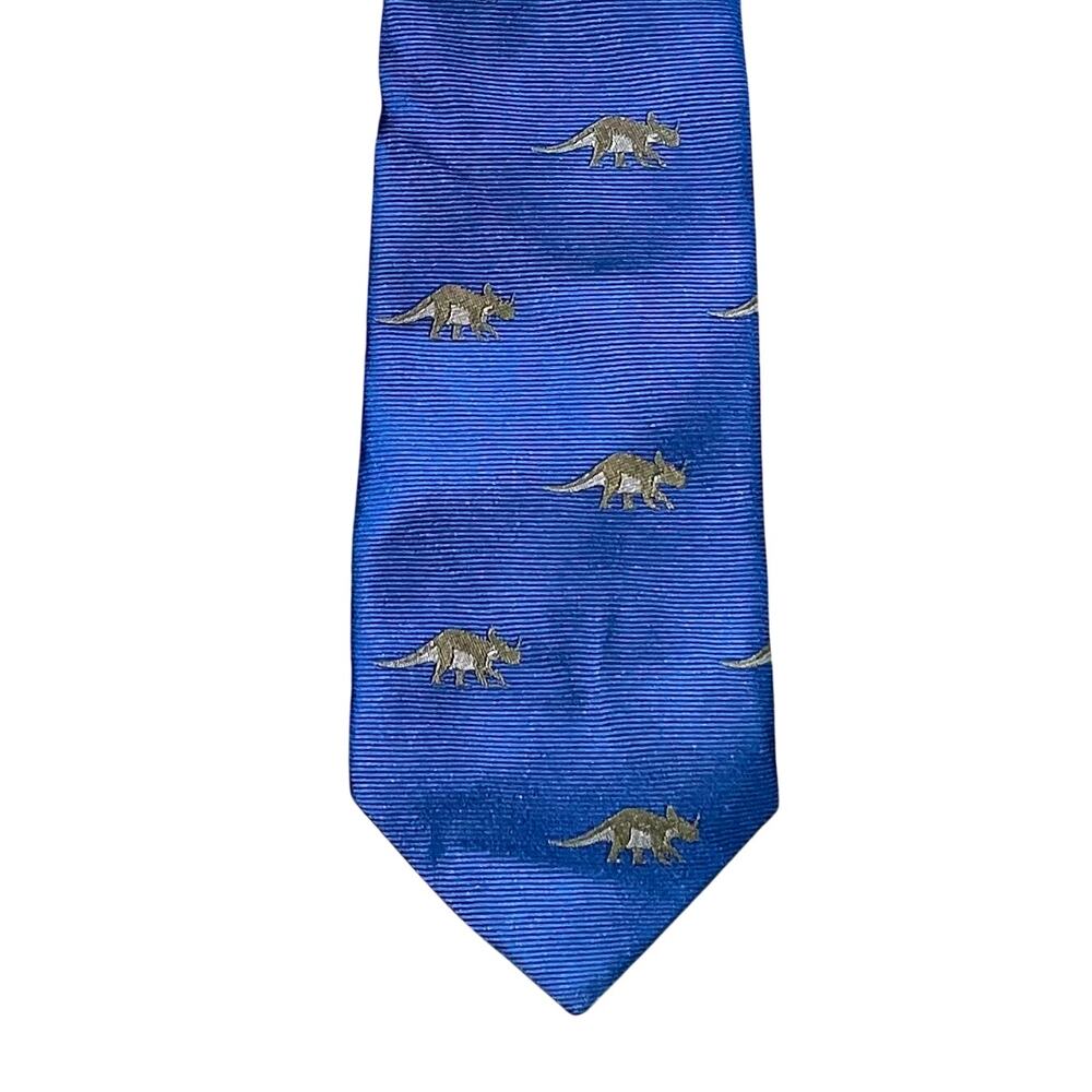 J.Crew Crewcuts Boys Silk Tie, Blue with Dinosaur Print, Size 8-16 Years